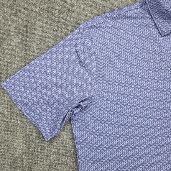 Peter Millar Shirt Mens Medium Blue Martini Glass AOP Summer Comfort Polo Golf - Picture 8 of 16